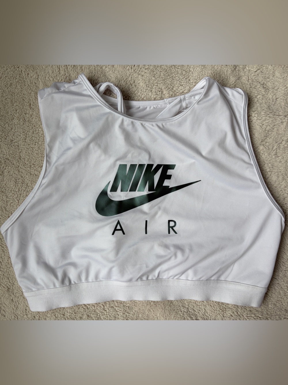 Nike White Cropped Air Sports Tank with Bra Women Size XL